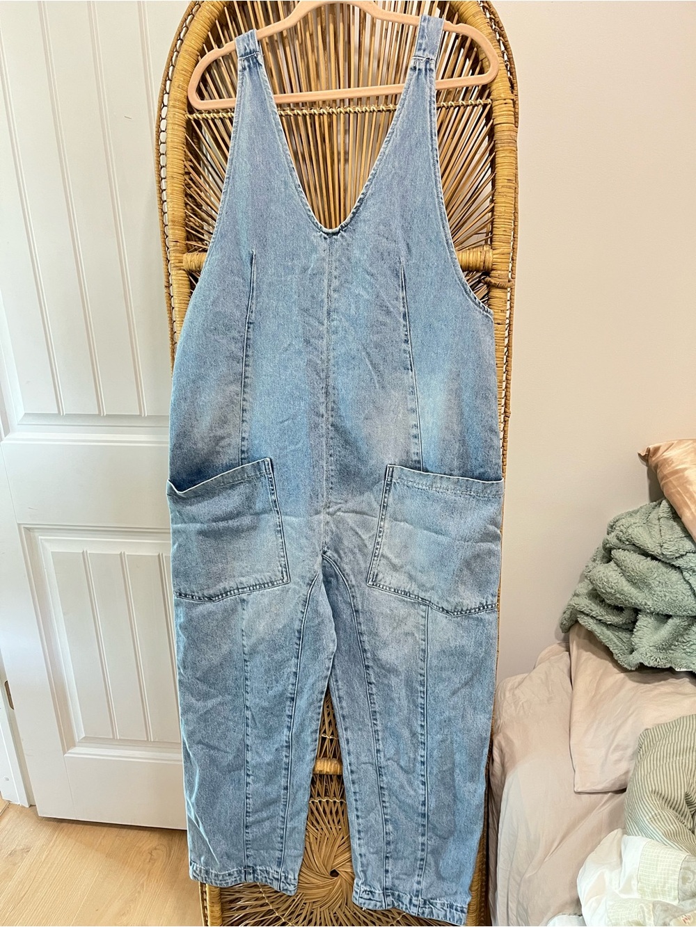 We The Free Light Blue Denim Overalls